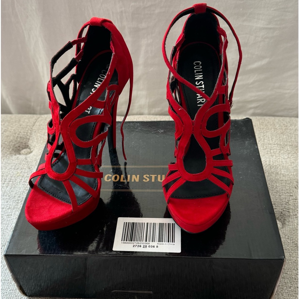 Amazing red velvet Colin Stuart high heels!! Come with original box.